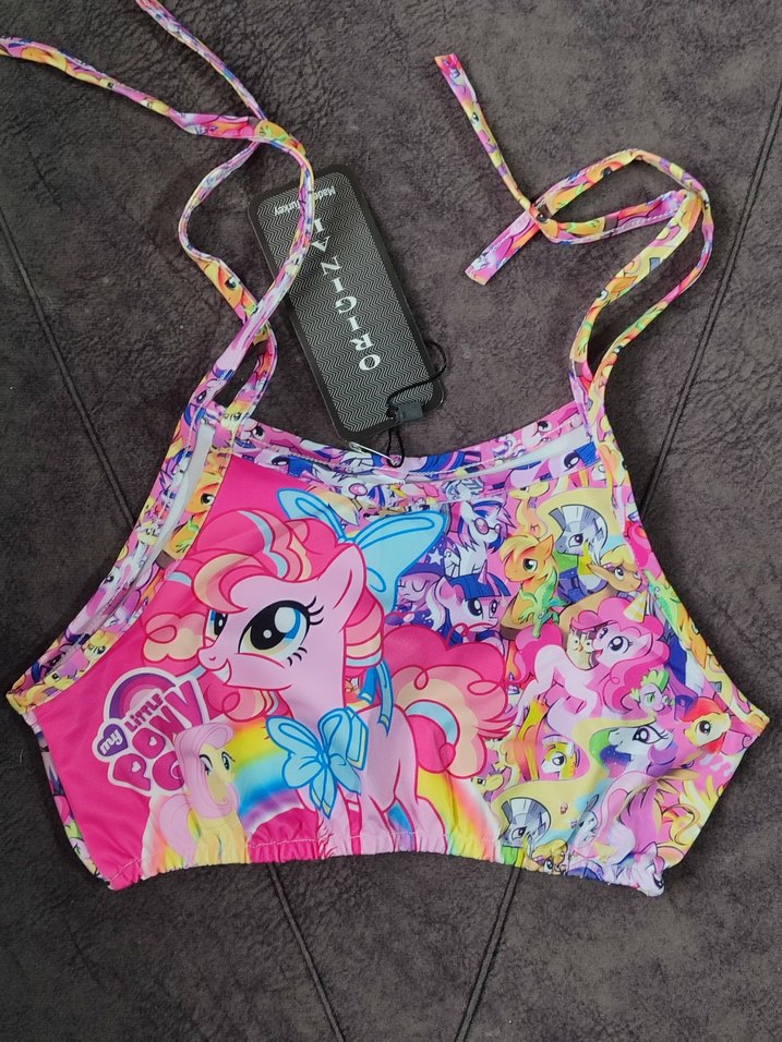 Kız Çocuk Pembe Pony  Baskılı Bikini ve Çanta Seti - Görsel 3