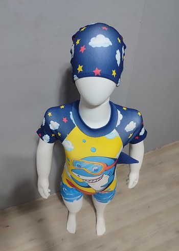 Erkek Çocuk Renkli Baskılı  Tulum Mayo - Görsel 3