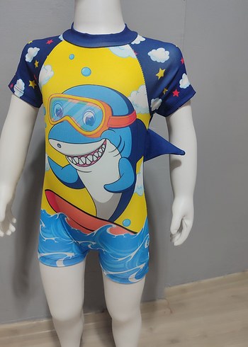 Erkek Çocuk Renkli Baskılı  Tulum Mayo - Görsel 2