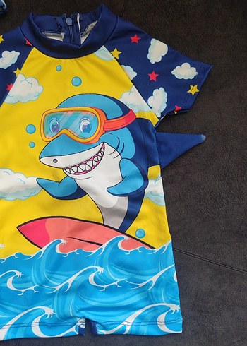 Erkek Çocuk Renkli Baskılı  Tulum Mayo - Görsel 7