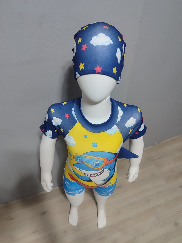 Erkek Çocuk Renkli Baskılı  Tulum Mayo - Görsel 3