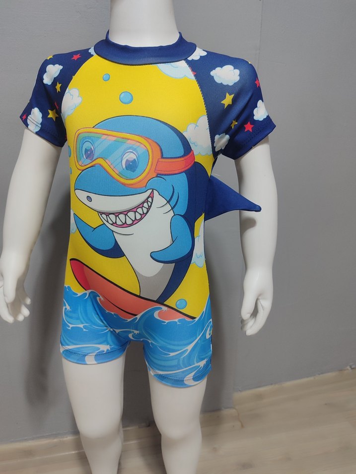 Erkek Çocuk Renkli Baskılı  Tulum Mayo - Görsel 2