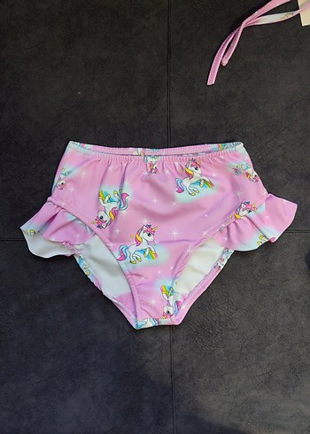 Kız Çocuk Unicorn Baskılı Bikini ve Plaj Çantasi - Görsel 3