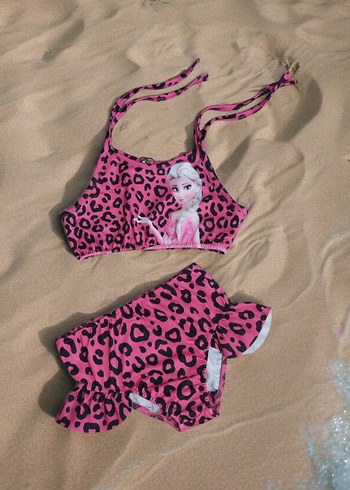 Kız Çocuk Pembe Frozen Desenli Bikini ve Çanta Seti - Görsel 3
