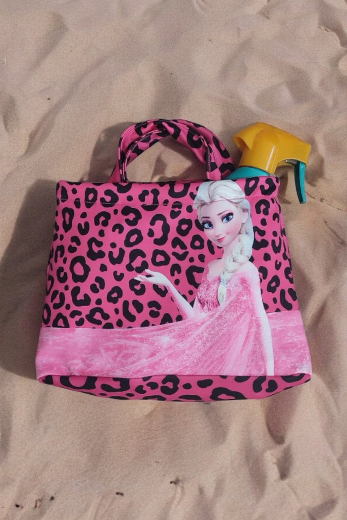 Kız Çocuk Pembe Frozen Desenli Bikini ve Çanta Seti - Görsel 5