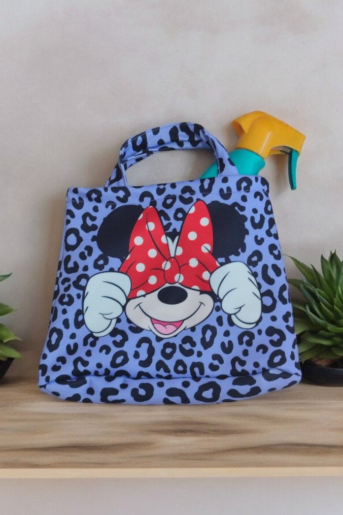 Kız Çocuk Lila Minnie Mouse  Baskılı Bikini ve Çanta Seti - Görsel 5