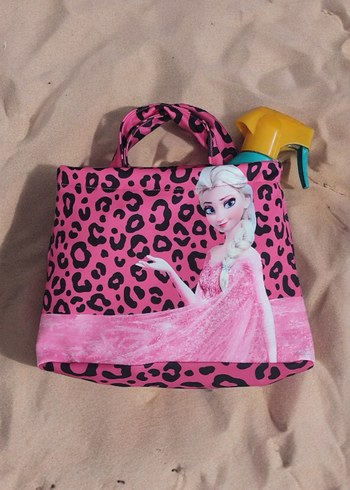 Kız Çocuk Pembe Frozen Desenli Bikini ve Çanta Seti - Görsel 5