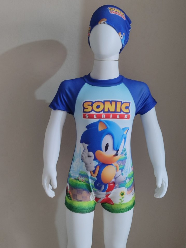 Sonic Baskılı Erkek Çocuk Tulum Mayo Takımı - Görsel 2
