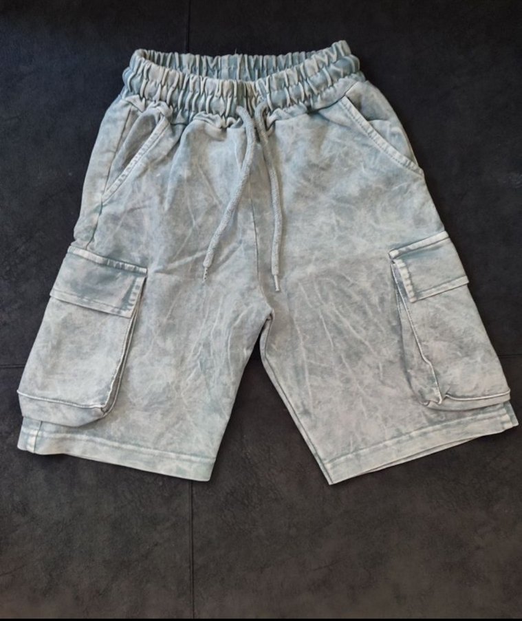 Erkek Çocuk Siyah Gri Batik Desenli Kargo Cep Şort Yazlık Takim - Görsel 5