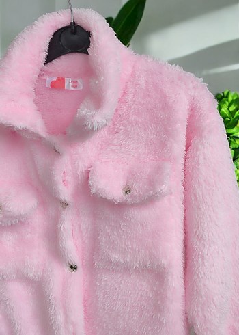 6 Yaş Beden pembe Renk Pembe Frozen Baskılı Peluş Kız Çocuk Ceket