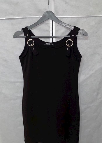 Diğer Siyah Kayışlı Gotik Mini Elbise