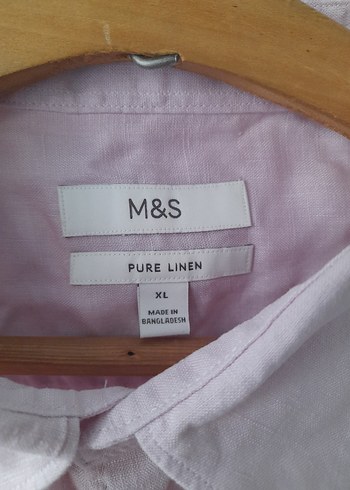 xl Beden Pembe Keten Uzun Kollu Erkek Gömlek