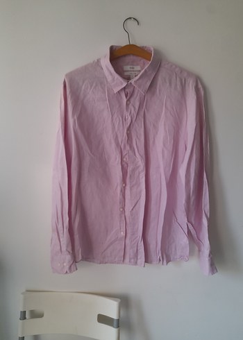 Pembe Keten Uzun Kollu Erkek Gömlek