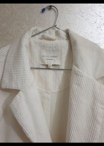 Diğer Düğmeli Beyaz Keten Kadın Blazer Ceket