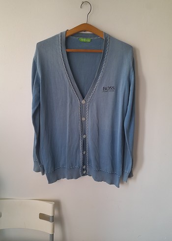 Mavi Düğmeli Denim Kadın Hırka