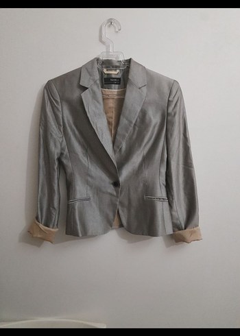 Gri Kadın Klasik Kesim Düğmeli Blazer Ceket