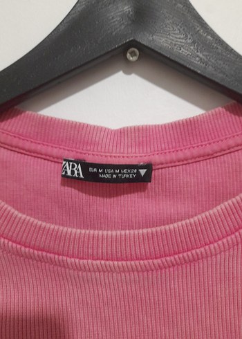 Zara bayan Pembe Fırfırlı Kısa Kollu Tişört