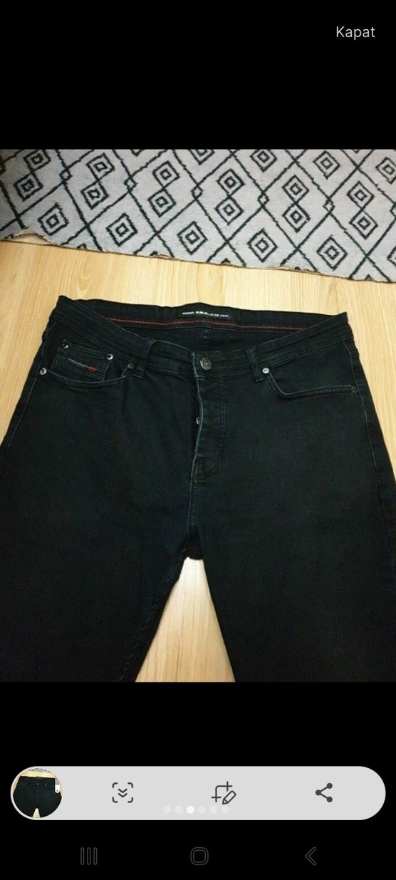 Erkek Siyah Regular Fit Denim Pantolon - Görsel 3