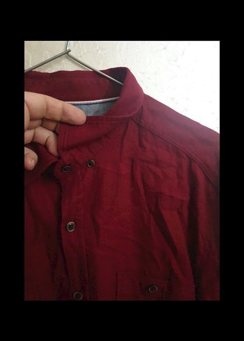 Bordo Rahat Kesim Keten Erkek Gömlek - Görsel 3