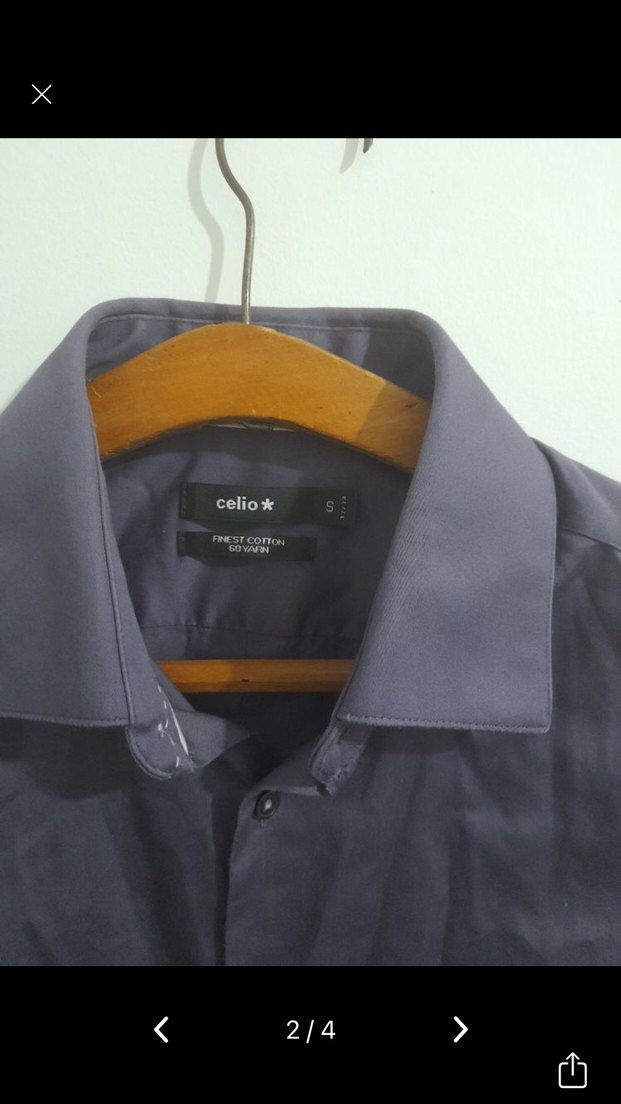 Erkek Mor Uzun Kollu Düğmeli Gömlek - Görsel 2