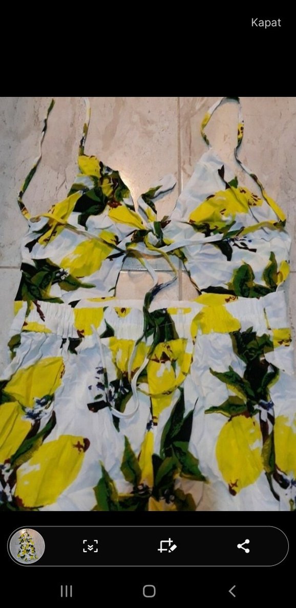 Sarı Çiçek Desenli Fırfırlı Mini Monokini - Görsel 2