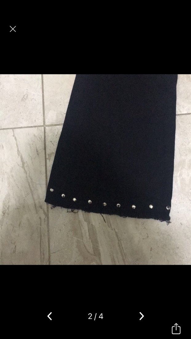 Siyah Metal Detaylı Yüksek Bel Denim Pantolon — görsel 2/5