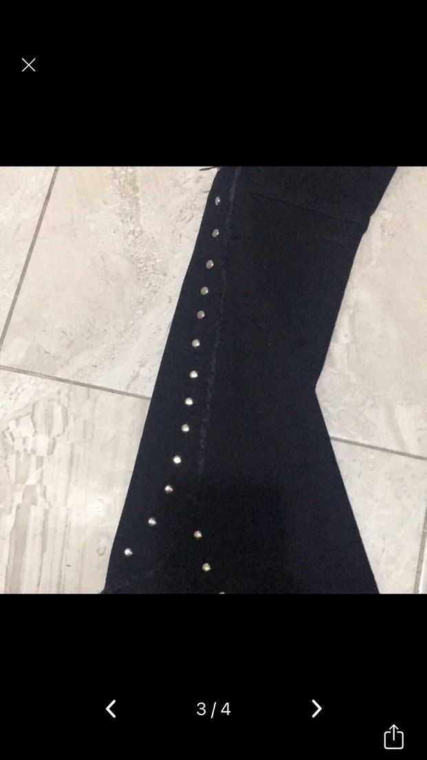 Siyah Metal Detaylı Yüksek Bel Denim Pantolon — görsel 3/5