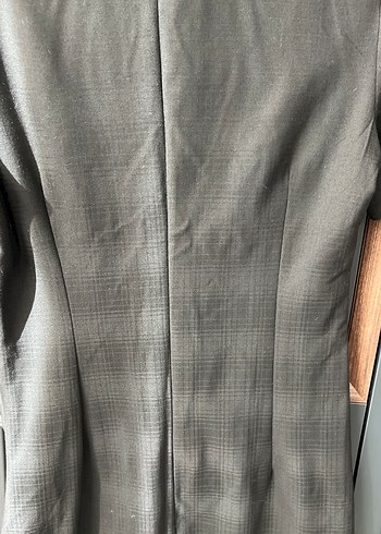 Siyah Keten Midi Elbise Fırfırlı Yaka - Görsel 5