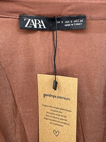 s Beden kahverengi Renk Zara Mini Elbise %70 İndirimli.