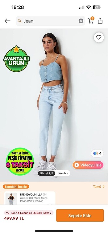 trendyolmilla açık mavi straight jean