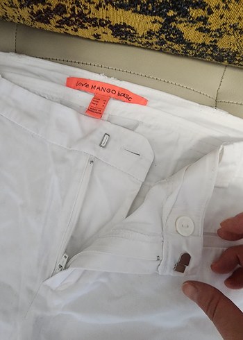 36 Beden Mango Beyaz Kadın Pamuk Kumaş Pantolon