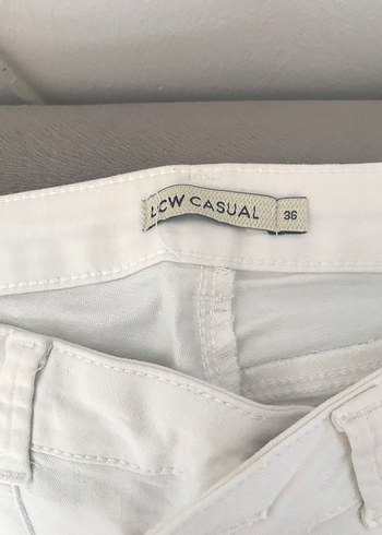 Kadın Beyaz Pamuk Kumaş Pantolon - Görsel 3