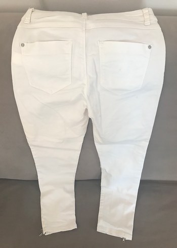 Kadın Beyaz Pamuk Kumaş Pantolon - Görsel 2