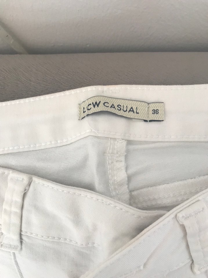 Kadın Beyaz Pamuk Kumaş Pantolon - Görsel 3