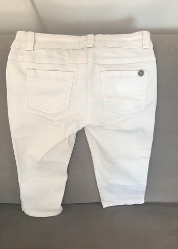 Kadın Beyaz Pamuklu Regular Fit Kumaş Pantolon - Görsel 3