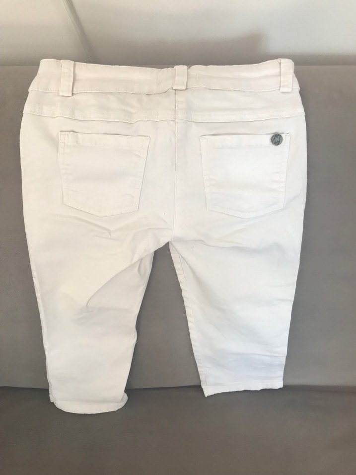 Kadın Beyaz Pamuklu Regular Fit Kumaş Pantolon - Görsel 3