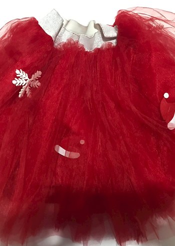 Kız Çocuk Kırmızı Yılbaşı Temalı Tütü Etek - Görsel 2