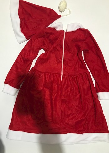 Kız Çocuk Kırmızı Yılbaşı Temalı Polar Elbise - Görsel 2