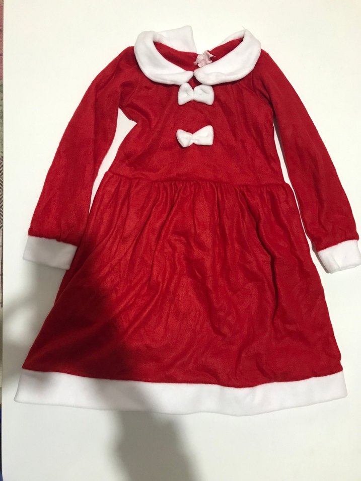 Kız Çocuk Kırmızı Yılbaşı Temalı Polar Elbise - Görsel 3