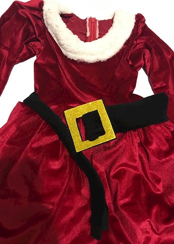 Beyaz Kürklü Kemerli Yılbaşı Elbisesi - Görsel 3