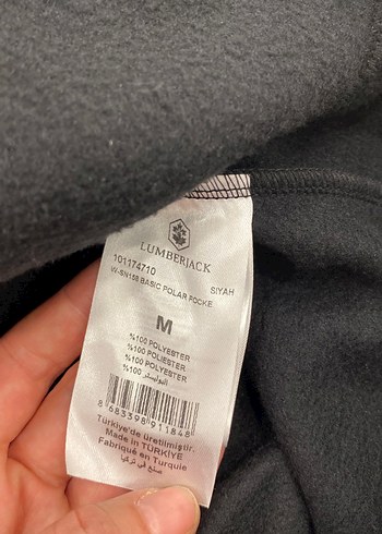 m Beden Siyah Fermuarlı Polar Sweatshirt