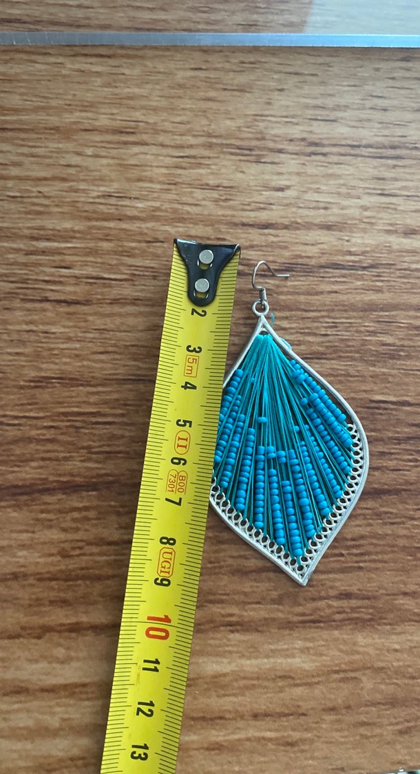 Zara Uzun Turkuaz Boncuklu Bohem Küpe - Görsel 2