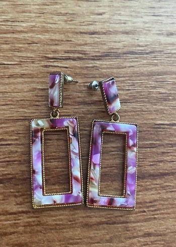 Zara Mor Vintage Desenli Uzun Bohem Küpe