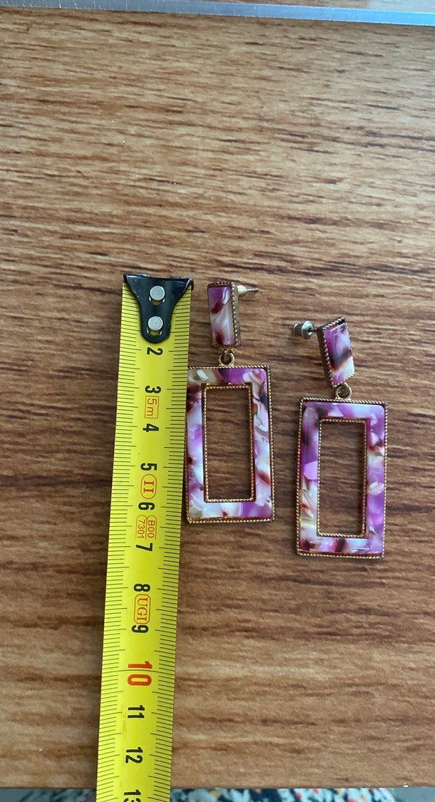 Zara Mor Vintage Desenli Uzun Bohem Küpe - Görsel 3