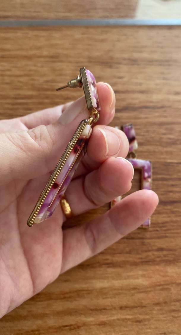 Zara Mor Vintage Desenli Uzun Bohem Küpe - Görsel 2