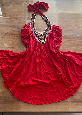 Y-London Boncuk İşlemeli Kırmızı Bohem Vintage bluz