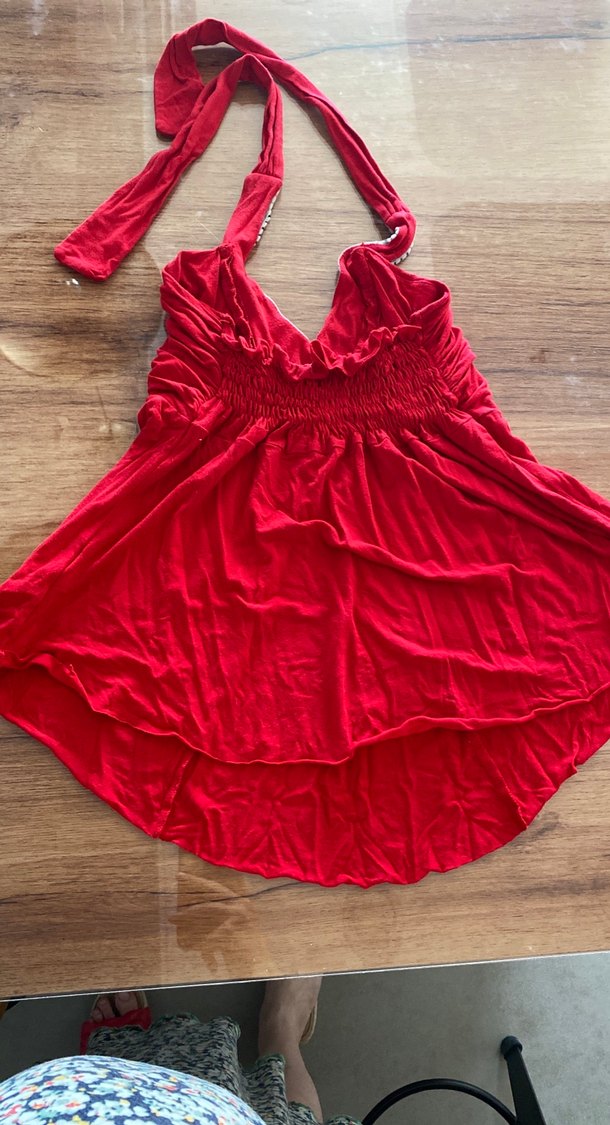 Boncuk İşlemeli Kırmızı Bohem Vintage bluz - Görsel 4