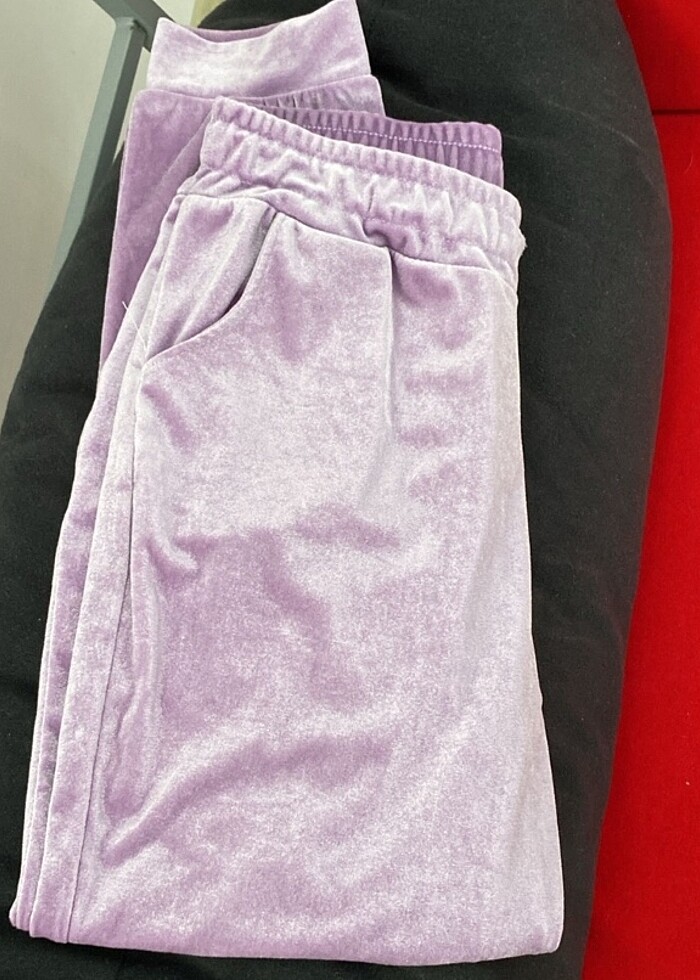 Lila kadife eşofman altı - Görsel 2