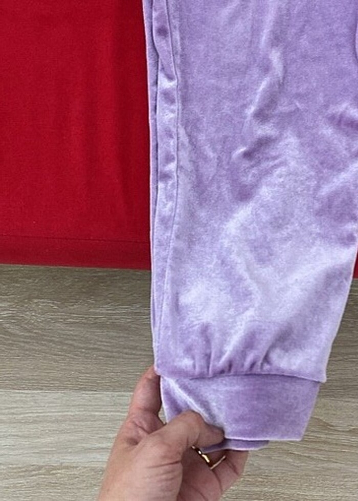 Lila kadife eşofman altı - Görsel 3