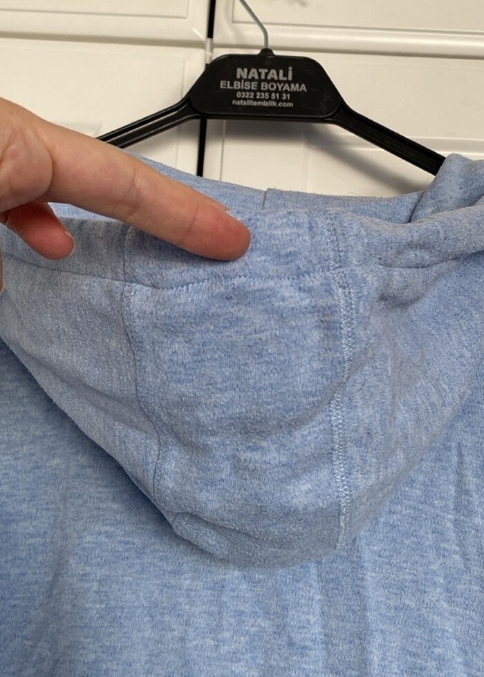 Kapşonlu ceket bebek mavisi - Görsel 5